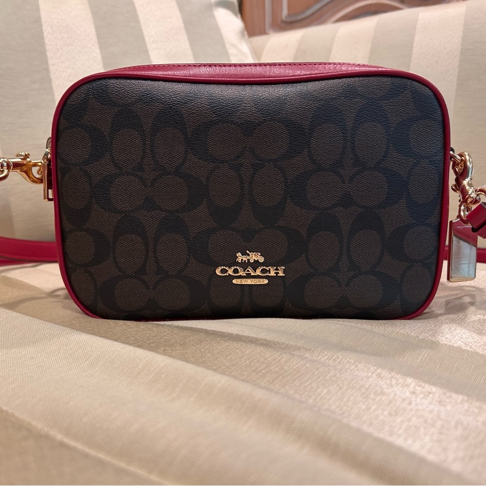 Coach Signature Red and Brown Crossbody Bag